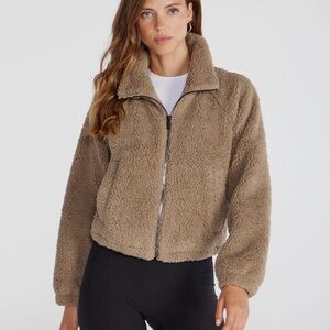 NWT BYLT JOURNEY HI-PILE BROWN PLUSH FLEECE CROP JACKET SIZE M